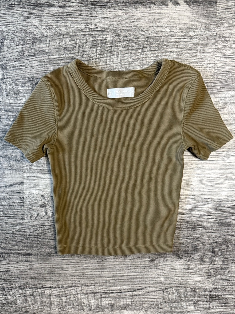 Everlane 100% Organic 90's Rib Crop Tee Size XS